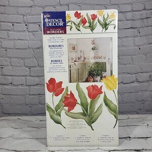 Vintage Plaid Stencil Decor Multi-Layer Borders Tulip Floral 1998 NIP